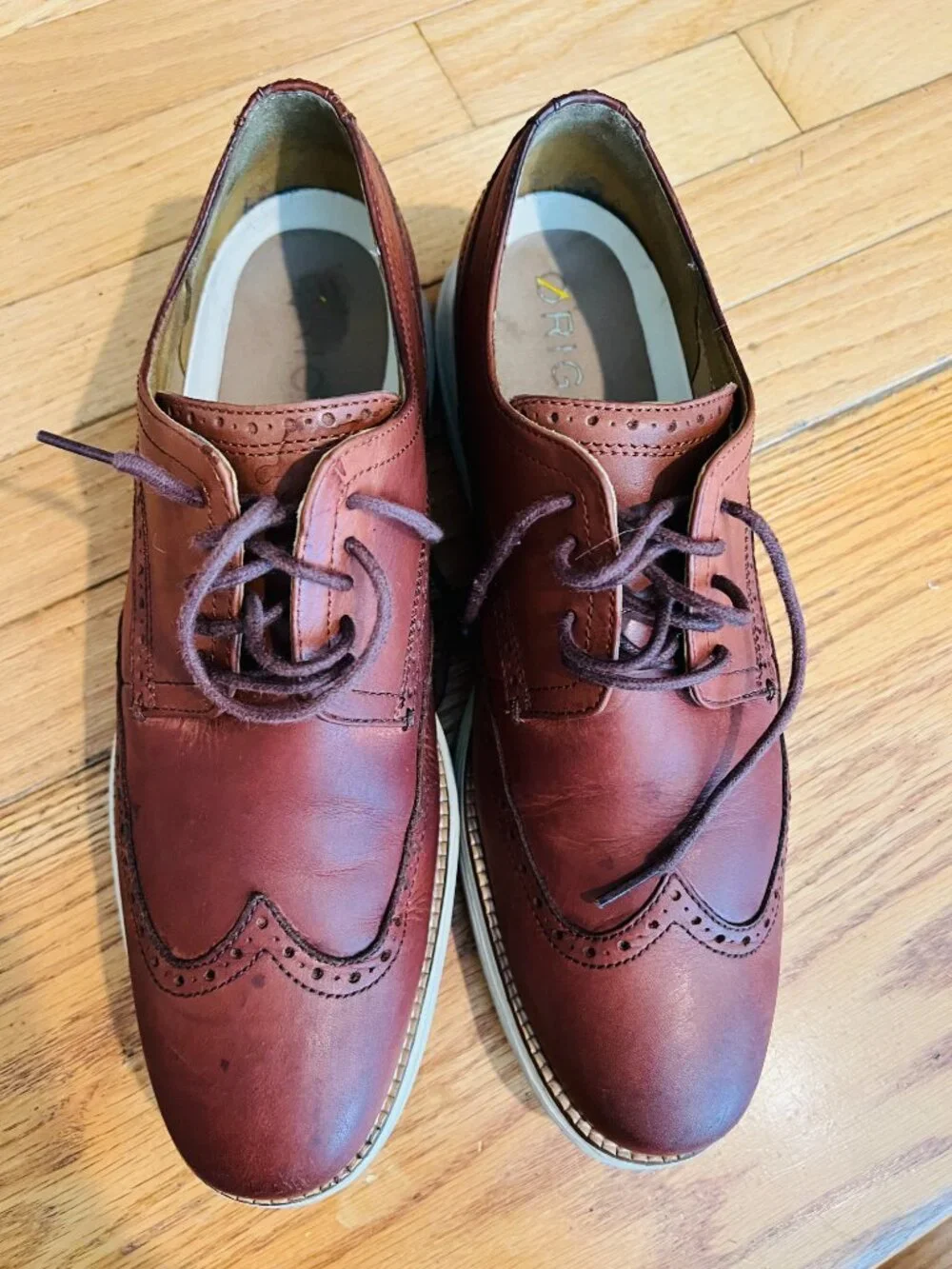 Cole Haan Grand OS Mens Sz 12 M Brown Leather Wingtip Oxford Casual Shoes C26471